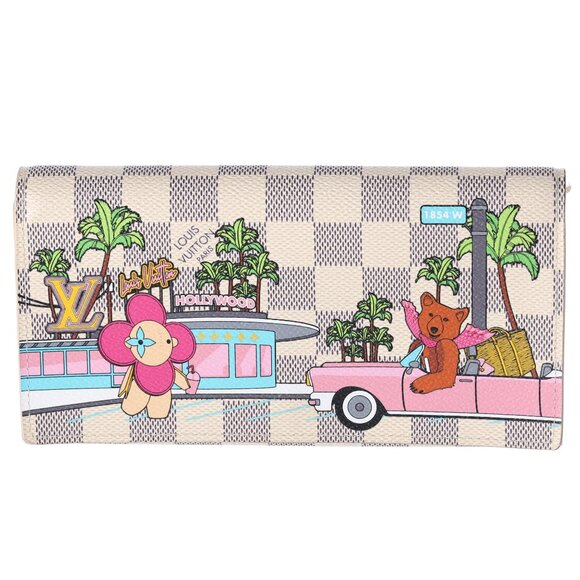 Louis Vuitton Sarah Wallet Monogram Vivienne Fuchsia Pink Damier Azur - Picture 1 of 5